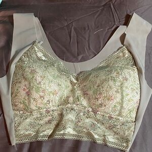 Floral Lace Bra with Sheer Straps